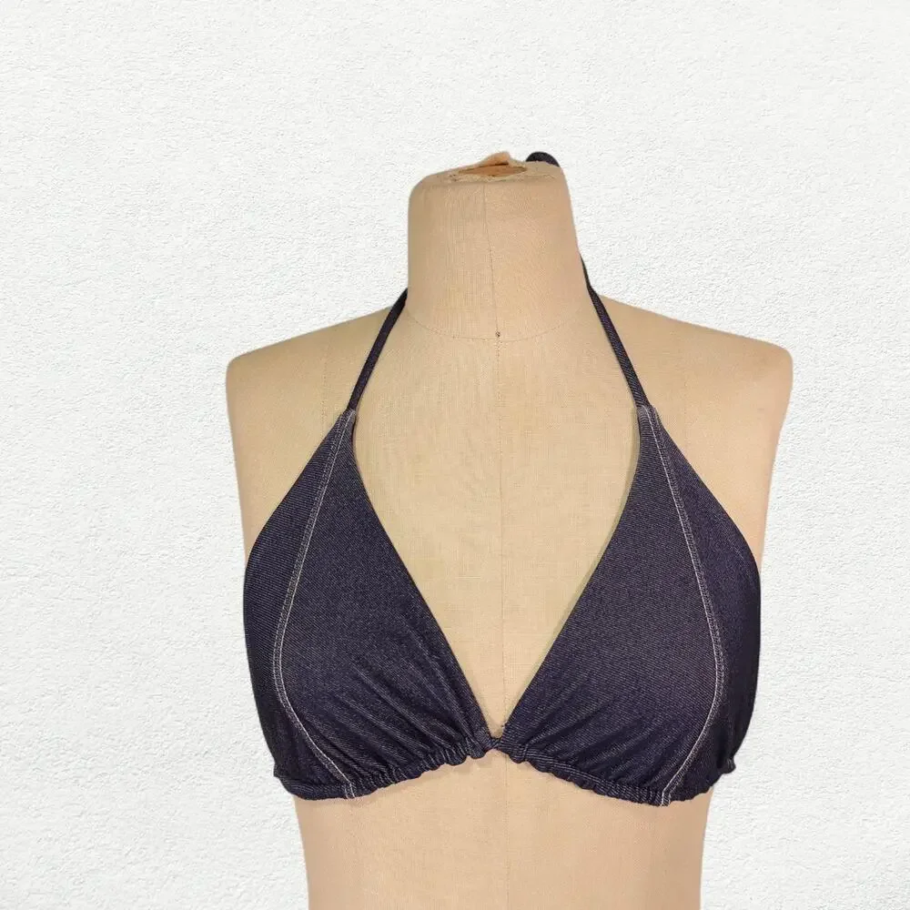 Monday Swimwear Palma Bikini Top in Blue Denim